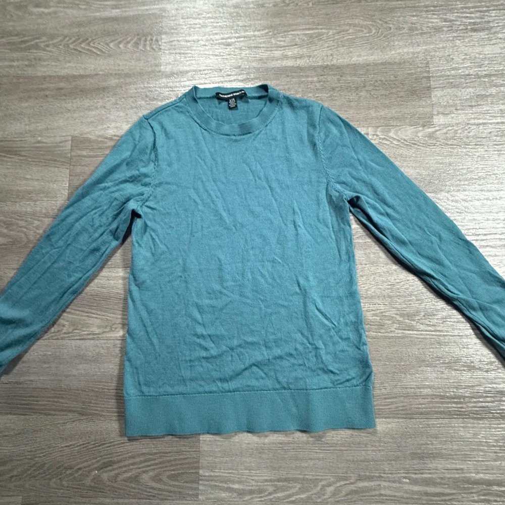 Katherine Barclay Womens Teal Blue 100% Extra Fine Merino Wool Sweater Small